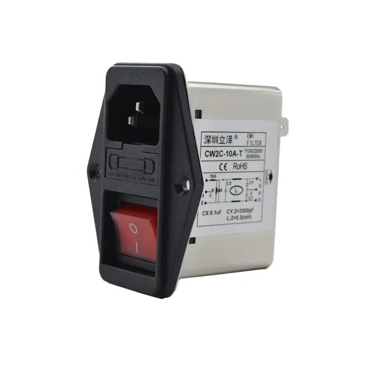 Socket power filter CW2C TLarge red switch